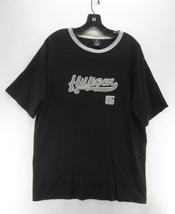 VINTAGE Tommy Hilfiger Shirt Men Large Black Pullover Crewneck Spell Out Hip Hop - Picture 1 of 9