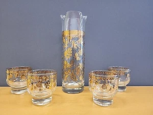 Vintage Culver Chantilly MCM 22 KT Gold Intarsien 5-teiliges Bargeschirr Martini Set - Bild 1 von 18