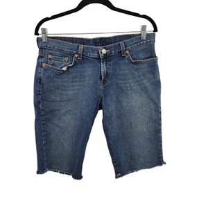 Lucky Brand Dungarees Mid-Rise Cut-Off Denim Shorts 10/30 Dark Wash Bermuda - Picture 1 of 13