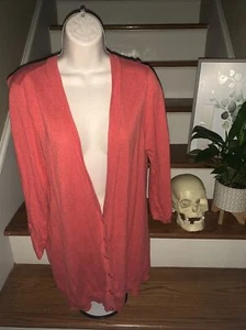 MOSSIMO SUPPLY CO Coral Salmon Orange pink Light Weight Cardigan Sweater ❤️tb107 - Picture 1 of 5