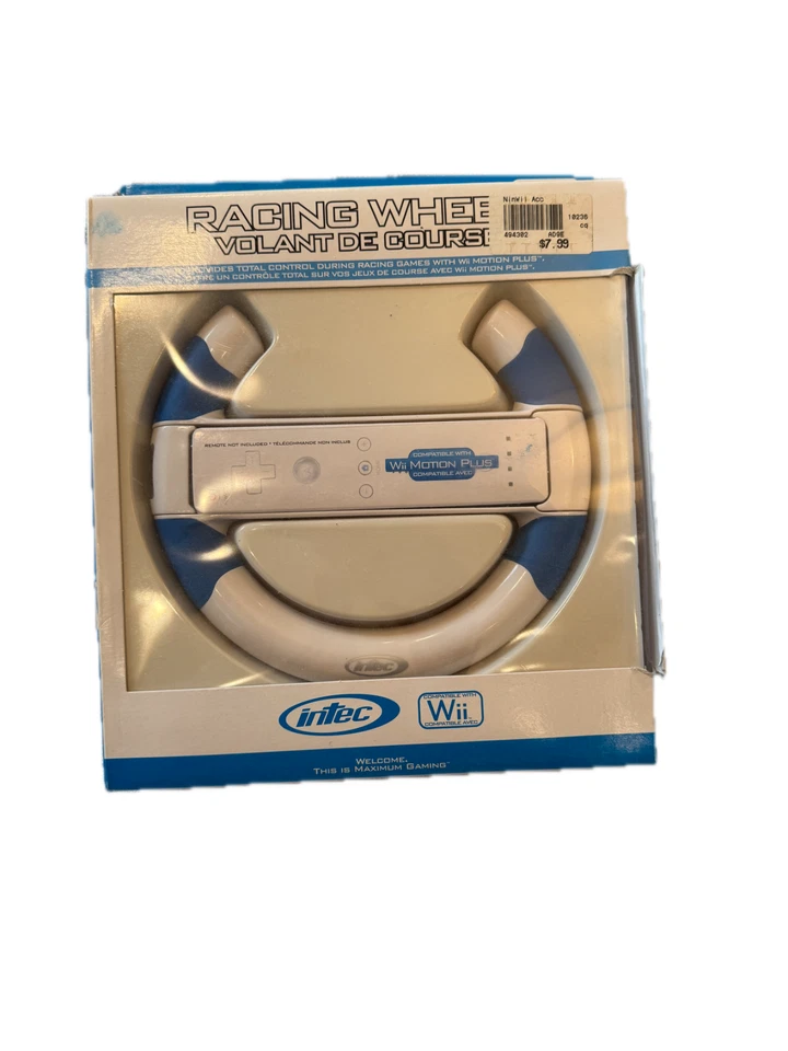 Nintendo Wii Intec Racing Wheel, Blue and White - Image 1 of 3