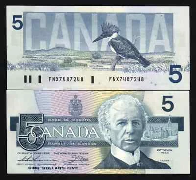Canada 5 DOLLARS P-95 1986 *FNX* REPLACEMENT UNC KING FISHER LAURIER BANK NOTE - Image 1 of 4