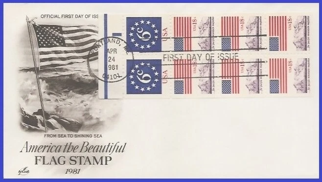 USA5 #1893a U/A ARTCRAFT FDC BKLT8  Flag and Anthem "Purple Mountain Majesties" - Image 1 of 1