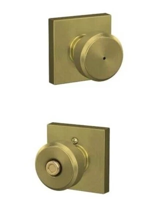 (Lot of 6) Schlage F40 BWE 608 COL Bowery Privacy Door Knob Set Brass - Image 1 of 2