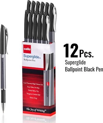 BIC-CELLO Ballpoint Pen Pk of 12 Pens Smooth Writing (1.0mm) superglide