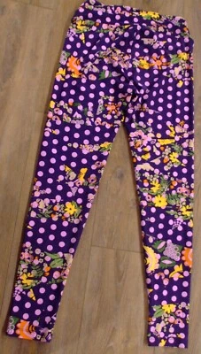 LULAROE women's EUC one size polyester/spandex leggings flower/polka dot pattern - Image 1 of 4