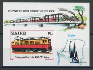 Zaire 1979 : Trains - Good Very Fine MNH Imperf Sheet - Catalog Value : 21€ - Picture 1 of 1