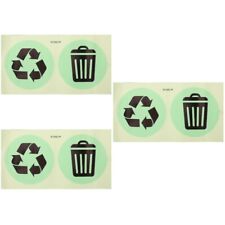  3 Sheets of Self Adhesive Recycling Stickers Rubbish Can Noctilucous Label