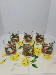 Vintage Holly & Berries 4" on the Rocks Glasses Set of 4 Libbey Glass Co. 1980s - Picture 1 of 24