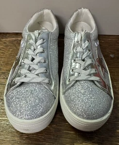 Mia Kinder kleine Mädchen Größe 4 Little Pixxy Turnschuhe silber Glitzer, LADENDISPLA - Bild 1 von 8
