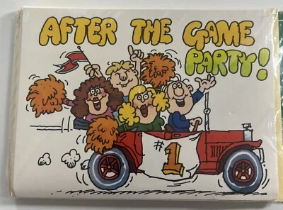 VTG 1980s Superbowl Football Party Invitation Card High School Cartoon Comic NFL - Image 1 of 4