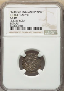 England 1248-50 King Henry III Silver Penny NGC XF40 - Picture 1 of 4