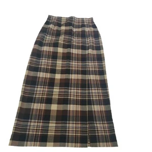 Wildlife NY Long Plaid Brown Pencil Skirt Slender Fit.  - Picture 1 of 6