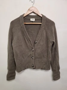 100% merino wool cardigan womens size xs extra small brown seed heritage button - Picture 1 of 9