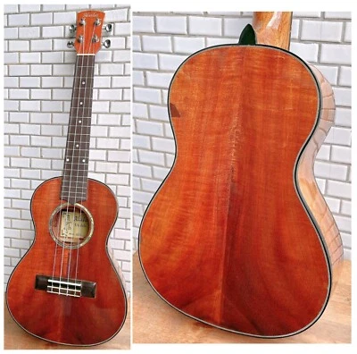 Alulu Solid Curly Hawaiian Koa Tenor Ukulele, Natural Grain , HU1192 - Image 1 of 4