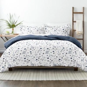 Becky Cameron Comforter Set King Down Alternative Reversible Microfiber in Navy - Picture 1 of 5