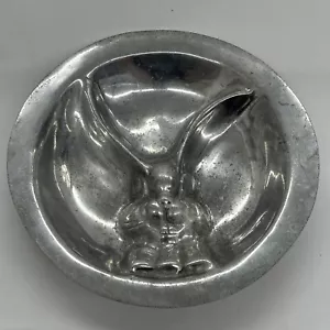 Vintage Bunny Rabbit Divided Pewter Dish 7” Wide 12.65 Ounce Weight - Picture 1 of 7