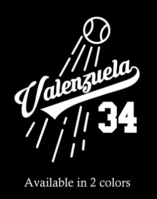 Fernando Valenzuela 34 Vinilo Ventana Calcomanía Laptop Apple Dodgers LA Los Angeles 1 Foto 1 de 2