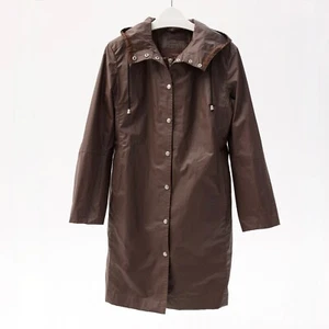 Ilse Jacobsen Brown Waterproof Raincoat with Hood Size S - Picture 1 of 5