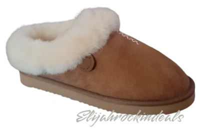 NUEVO ZUECO MUJER FIRESIDE BY DEARFOAMS AELAIDAE CASTAÑO PIEL DE OVEJA  Foto 1 de 4