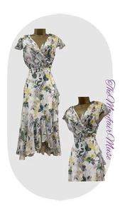 Lipsy UK12  EU40 US8 AUS12 Gracie Print Wrap High Low Wrap Frill Maxi Dress - Picture 1 of 13