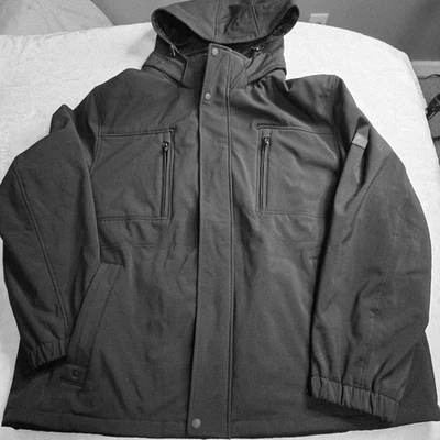 Calvin Klein Men's XXL 2XL Black Jacket Pockets Full Zip-up Removable Hood EUC - Image 1 of 4