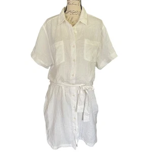 Wetterfestes Vintage Hemdkleid weiß Gaze Baumwolle Größe Large neu ohne Etikett - Bild 1 von 4