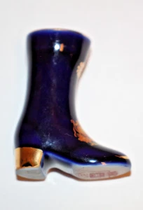 Vintage Limoges Kobaltblau Vergoldet Verziert Stiefel Vase 2 Zoll Hoch Limoges Schloss - Bild 1 von 14