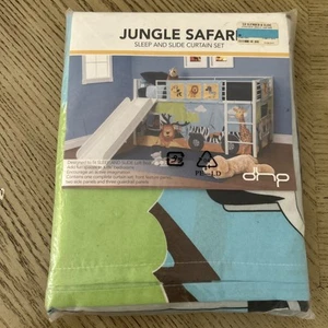 New Sleep And Slide Loft Bed Jungle Safari Curtain Set By Dorel Home-100% Cotton - Picture 1 of 5