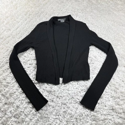 Cárdigan Vince Mujer M Negro Acanalado Abierto Recortado Silencioso Lujo Dinero Antiguo Gótico Foto 1 de 4