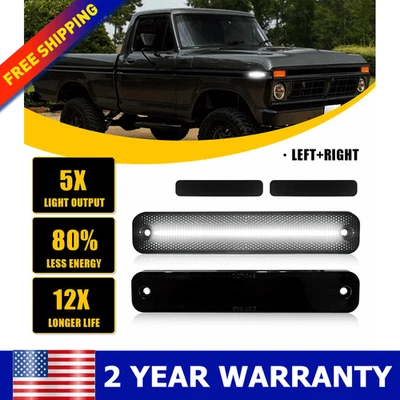 2x Luz de señalización lateral para Ford F100 F150 F250 F350 1973-1979 ahumada F/R LED blanca Foto 1 de 4