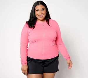 Kim Gravel x Swimsuits For All Zip-Front Swim Cardigan New Coral 12 New - Picture 1 of 1