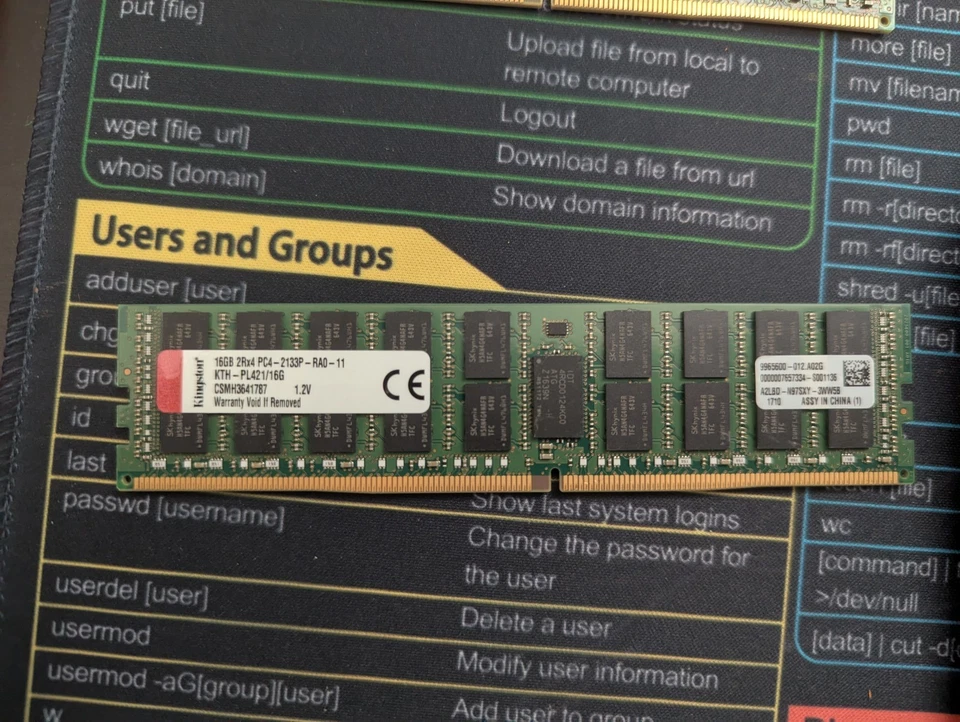 Kingston 16GB 2Rx4 PC4-2133 RDIMM DDR4-17000 ECC Registered Server Memory RAM 1x - Image 1 of 1