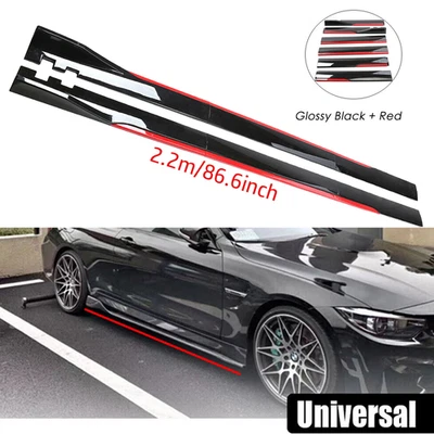 For BMW Glossy Black Look 86.6" Side Skirt Extension Spoiler Splitter Foto 1 de 4