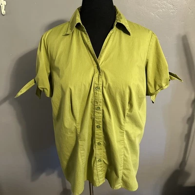 Blusa East 5th Mujer Verde Con Botones Manga Corta Talla 2x Foto 1 de 4
