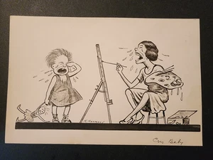 Henry Harmony 1934 original pluma/tinta arte de dibujos animados @ micrófono "Cry Baby" - Imagen 1 de 2