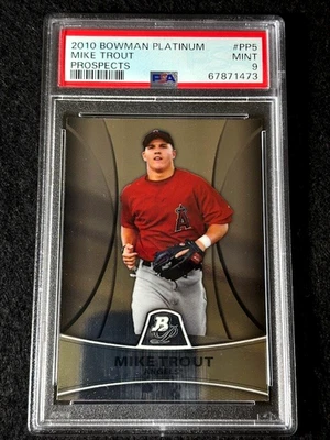 Bowman Platinum Prospects Mike Trout 2010 RC #PP5 PSA 9 como nuevo LA Angels Foto 1 de 4