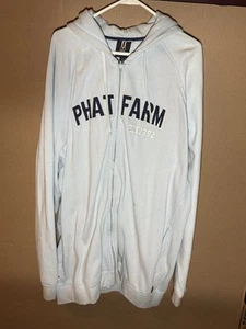 Vintage 90’s Stitched Phat Farm Zip Up Hoodie Sweatshirt Very Long 36” HUGE Sz L - Picture 1 of 12