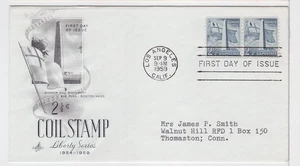 TurtlesTradingPost- Bunker Hill 2-1/2 Cent #1056 Coil 1959 Artcraft Cachet FDC - Picture 1 of 2