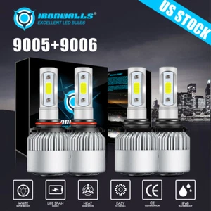 4x 9005 9006 LED Combo Headlight Bulbs High Low Beam Kit 6500K Xenon Super White - Picture 1 of 12