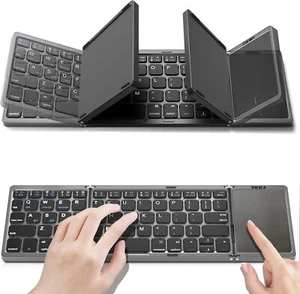 Foldable Bluetooth Keyboard with Touchpad, Wireless Folding Keyboard Sync Up to - Picture 1 of 8