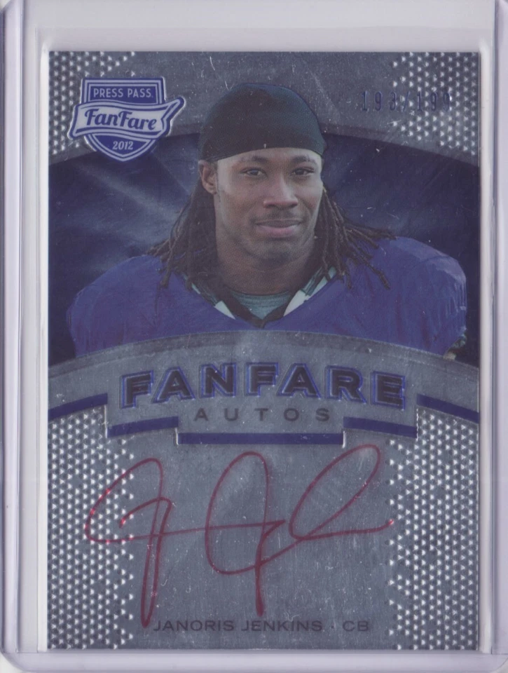 2012 Press Pass Fanfare Blue Autograph Red Ink Janoris Jenkins 1/10 Auto 193/199 - Image 1 of 1