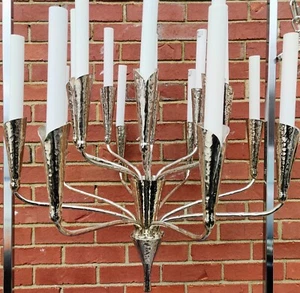 Hollywood Regency Hammered Chrome 16 Light Chandelier  - Picture 1 of 8