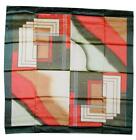 PS053 RED GOLD DARK GREEN GEOMETRIC 80%POLYESTER 20% SILK SCARF WRAP SQUARE
