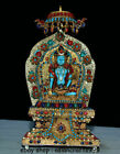 Tibet Buddhismus Silber Gold Wire Türkis 7 Augen weiße Tara Buddha Statue