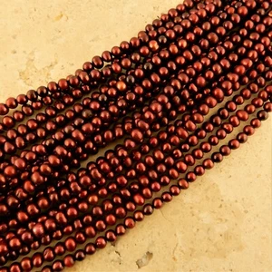 4mm Magenta, Burgundy Freshwater Cultured Pearl round potato Beads 85 beads - Picture 1 of 7