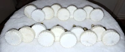 19 -Vintage Stone Drawer Pulls White Knobs 1 1/2" dia Round  ACTUAL STONE set - Image 1 of 3