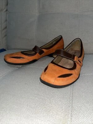 Naturalizer Womens Aesop Orange and Brown Leather Mary Jane Comfort Flats Size 8 - Image 1 of 4