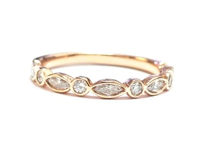 Beautiful 14k Rose Gold & Natural Diamonds Stack Band - Image 1 of 4