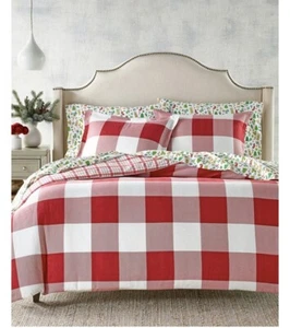 King Size Red Check Flannel Duvet Cover Classic And Comfort Style - Picture 1 of 3